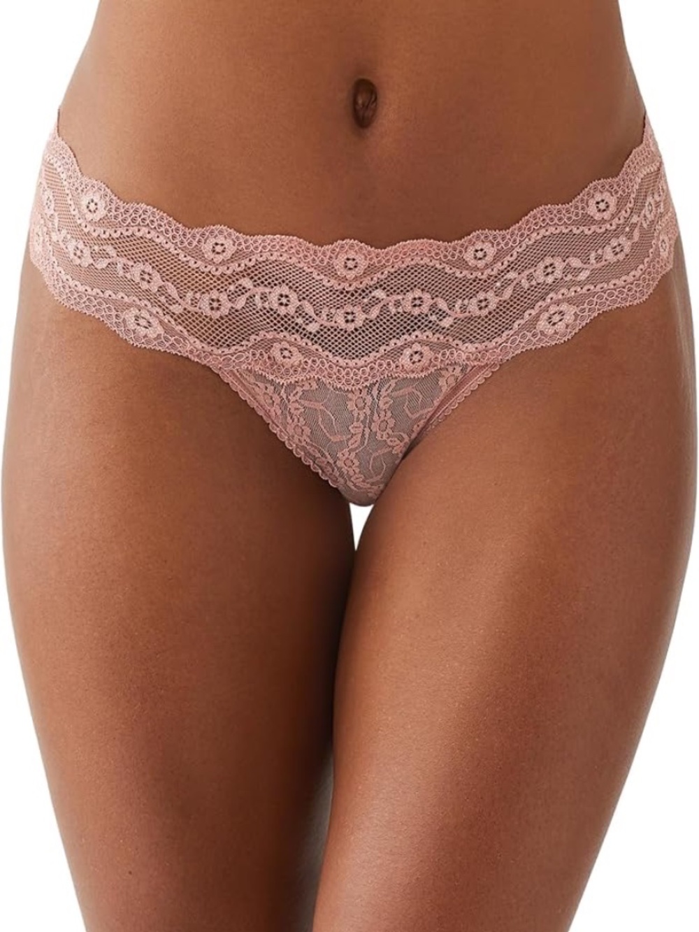b.tempt'd by Wacoal Women's Lace Kiss Thong in Burlwood | Burlwood, Size: L